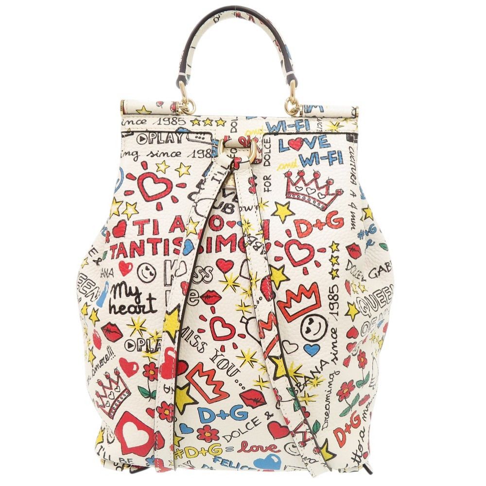 Dolce & Gabbana Shishiri Leather White Multicolor Backpack & — view 3