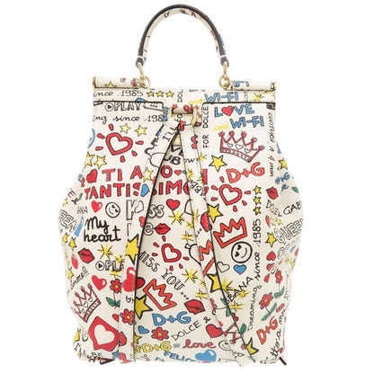 Dolce & Gabbana Shishiri Leather White Multicolor Backpack & — view 3