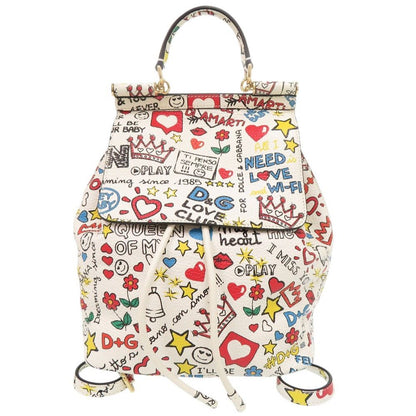 Dolce & Gabbana Shishiri Leather White Multicolor Backpack &