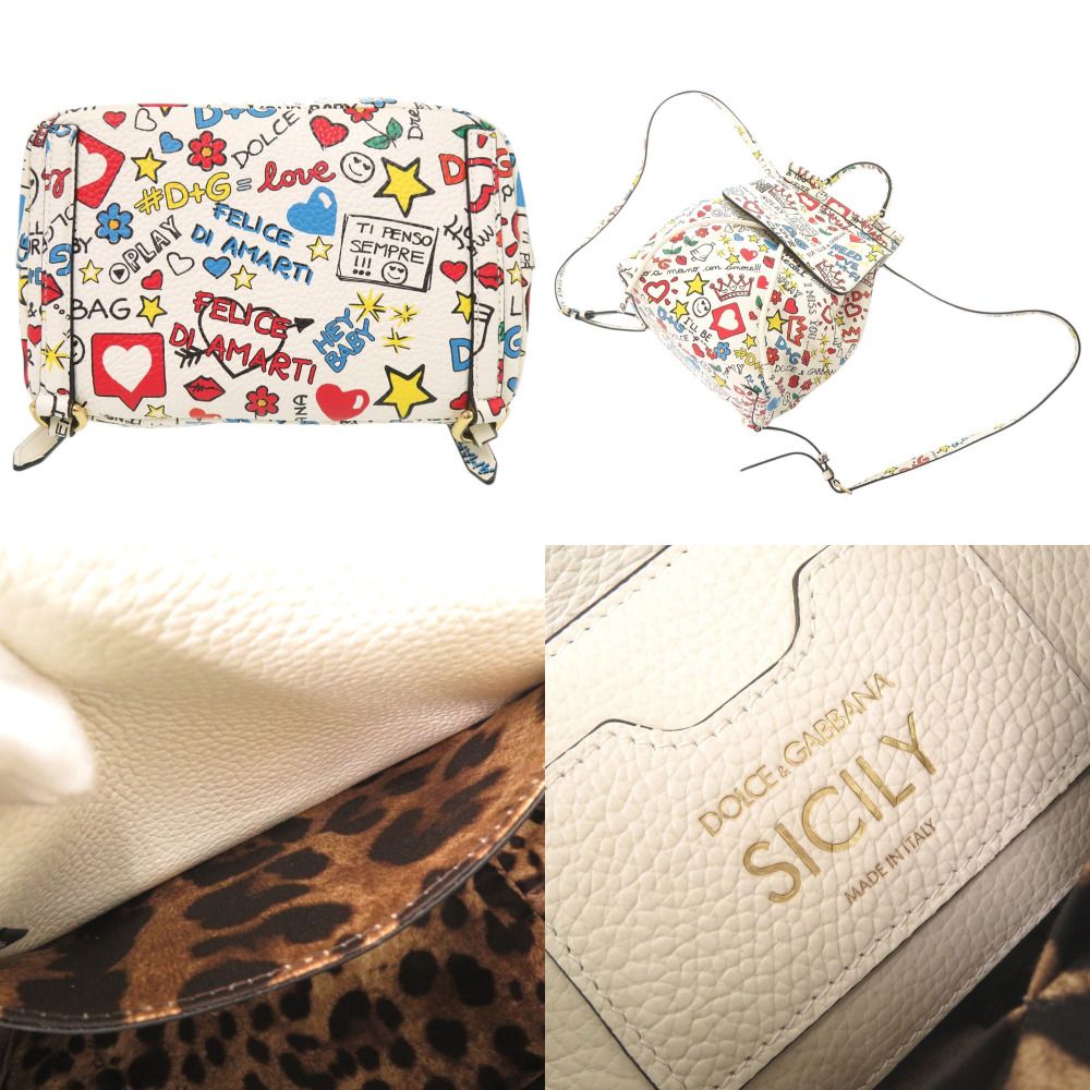 Dolce & Gabbana Shishiri Leather White Multicolor Backpack & — view 6
