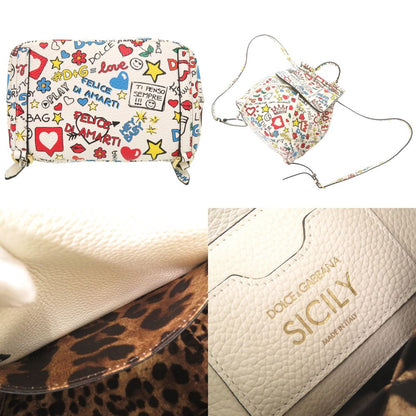 Dolce & Gabbana Shishiri Leather White Multicolor Backpack & — view 6