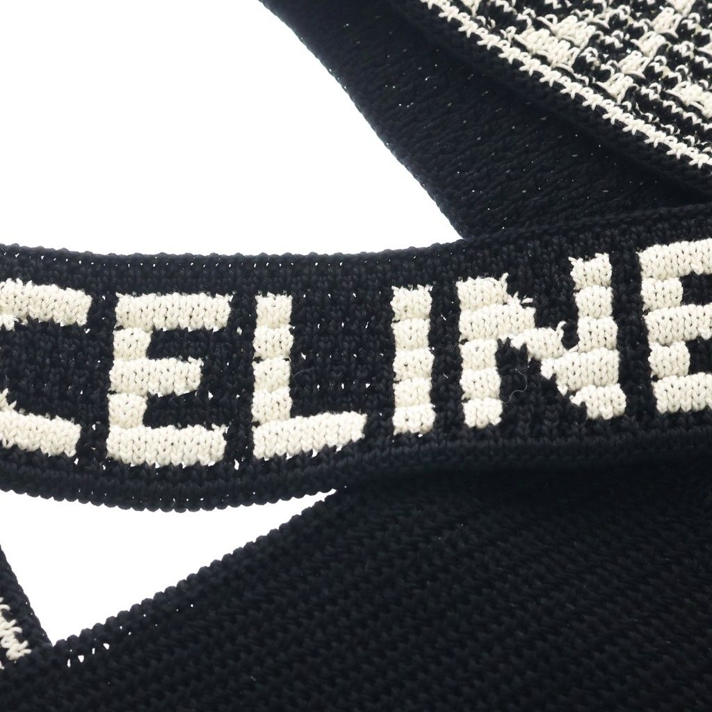Celine Crochet Strap Logo Cotton Tote Bag Black — view 6