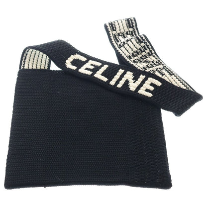 Celine Crochet Strap Logo Cotton Tote Bag Black