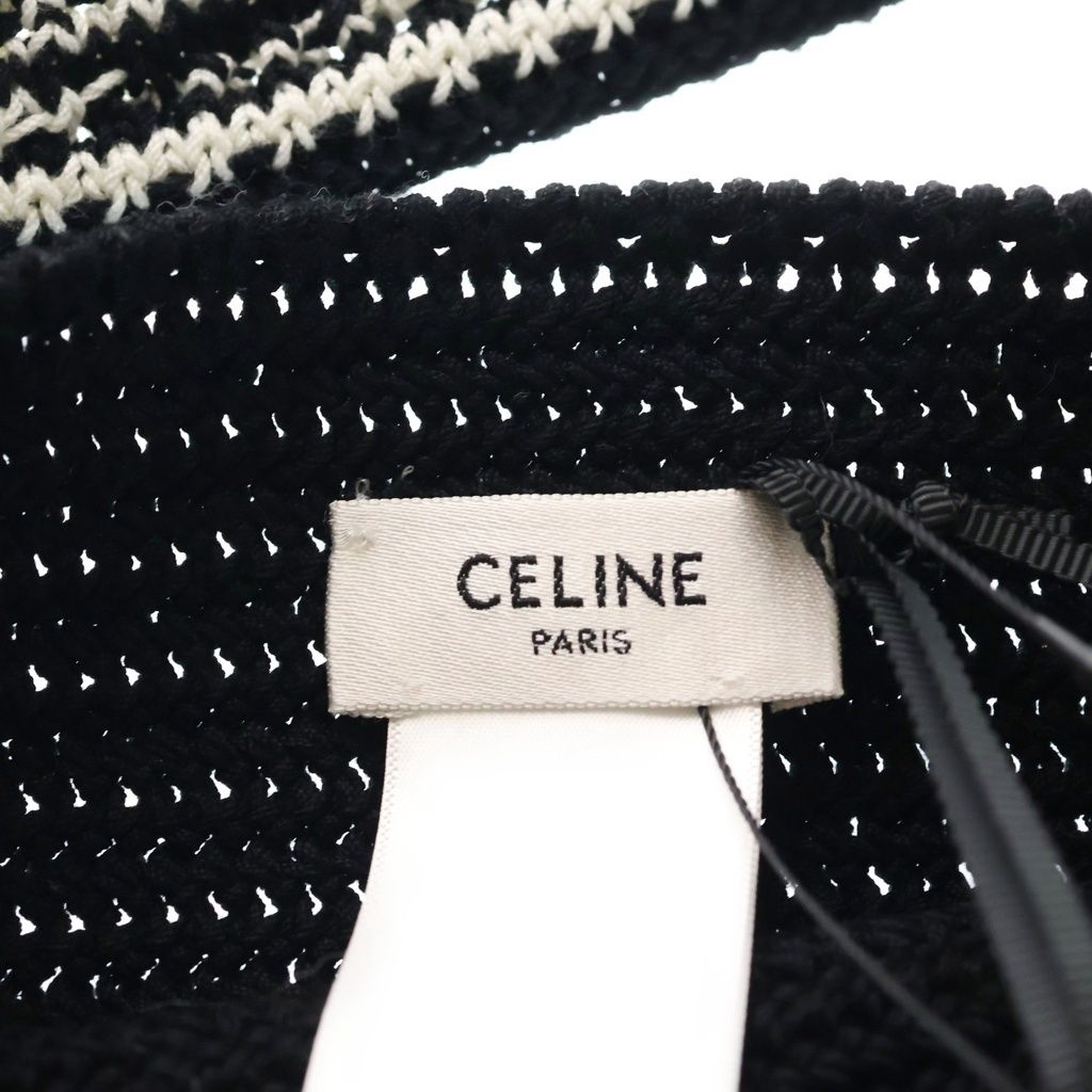 Celine Crochet Strap Logo Cotton Tote Bag Black — view 7