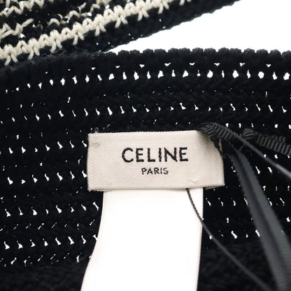 Celine Crochet Strap Logo Cotton Tote Bag Black — view 7