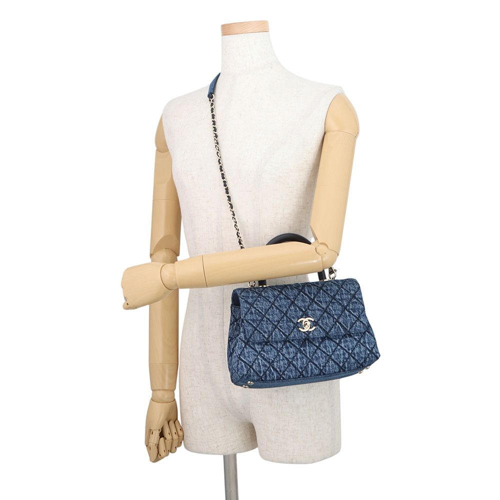Chanel Quilted CC Logo Coco Handle Washed Denim x S 2-Way Shoulder Bag — view 5