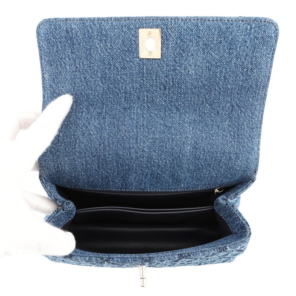 Chanel Quilted CC Logo Coco Handle Washed Denim x S 2-Way Shoulder Bag — view 6