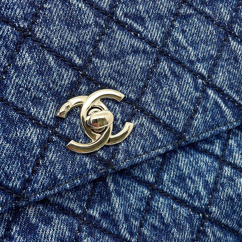 Chanel Quilted CC Logo Coco Handle Washed Denim x S 2-Way Shoulder Bag — view 7