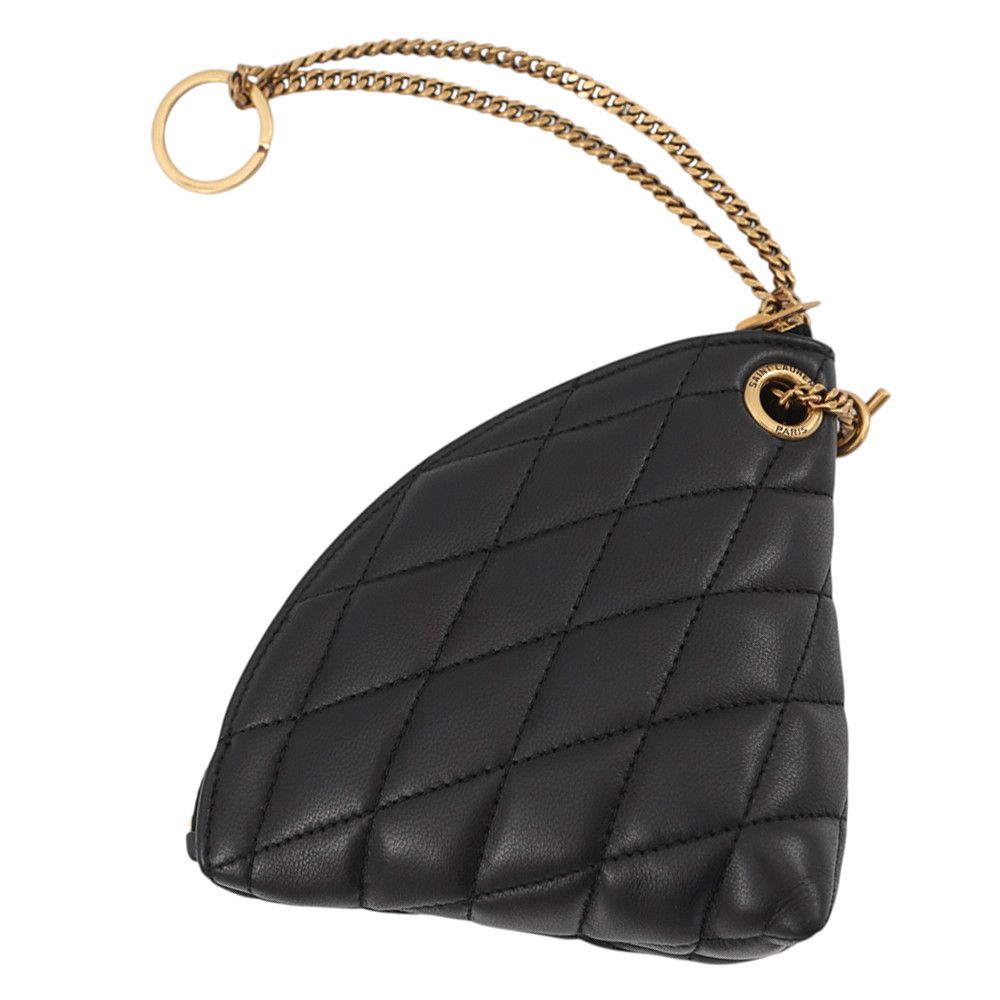 Saint Laurent Paris Coin Case Sad Lambskin Wallet Black — view 3
