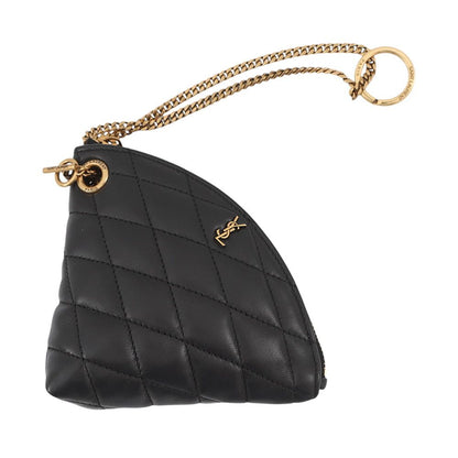 Saint Laurent Paris Coin Case Sad Lambskin Wallet Black