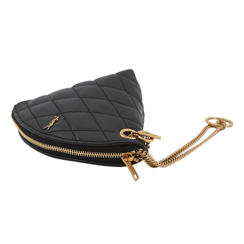 Saint Laurent Paris Coin Case Sad Lambskin Wallet Black — view 2