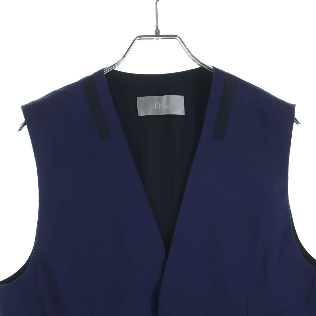 Dior Homme Satin Line Contrast Color Gilet Vest Navy — view 3