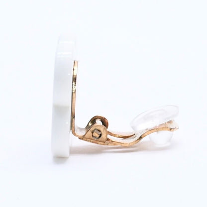 Chanel 02P CC Logo Earrings 02 Flower Motif Camellia White Black Resin — view 3