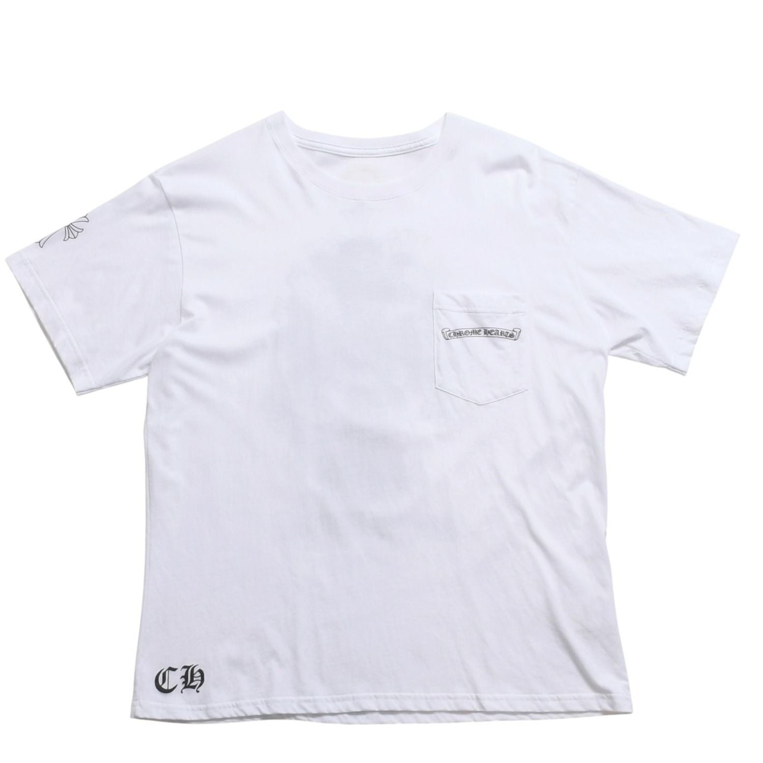 Chrome Hearts Cemetery Big Cross T-Shirt CH Scroll Label CH Logo White