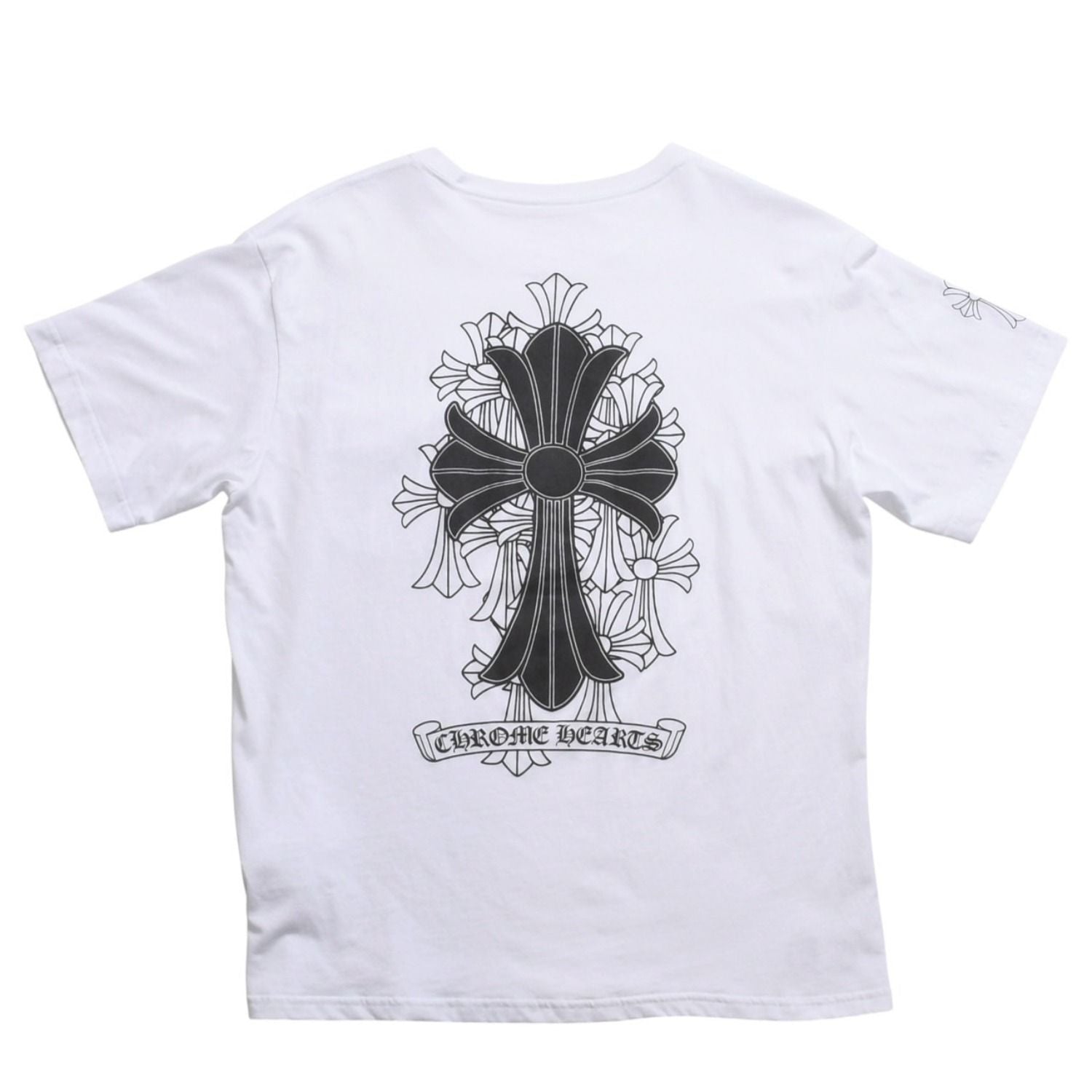 Chrome Hearts Cemetery Big Cross T-Shirt CH Scroll Label CH Logo White — view 3