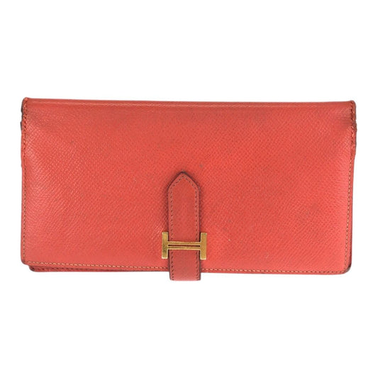 Hermes Bearn Soufflet Orange Field Gold Veau Epsom Wallet