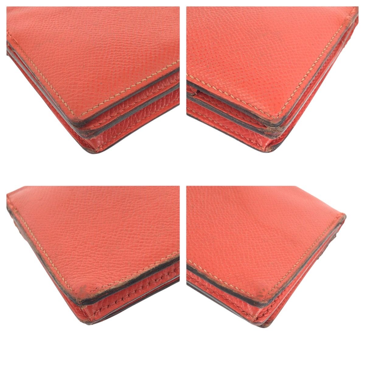 Hermes Bearn Soufflet Orange Field Gold Veau Epsom Wallet — view 3