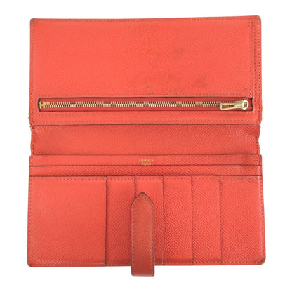 Hermes Bearn Soufflet Orange Field Gold Veau Epsom Wallet — view 8