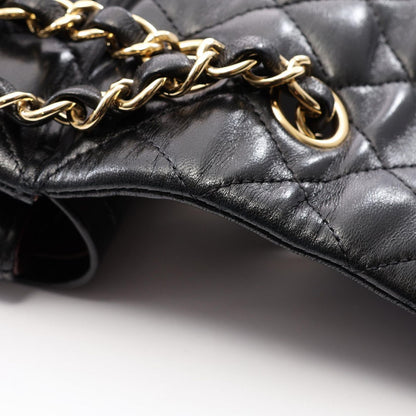 Chanel Shoulder Bag Quilted Double Flap Black Lambskin Chain — view 8