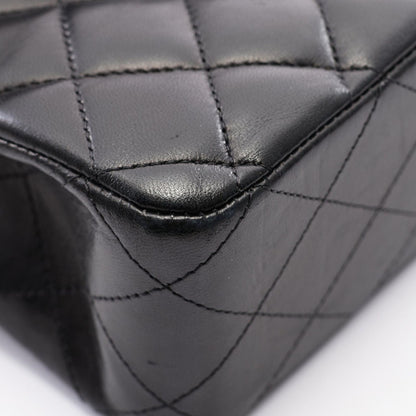Chanel Shoulder Bag Quilted Double Flap Black Lambskin Chain — view 7