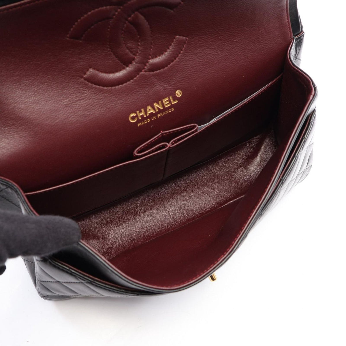 Chanel Shoulder Bag Quilted Double Flap Black Lambskin Chain — view 3