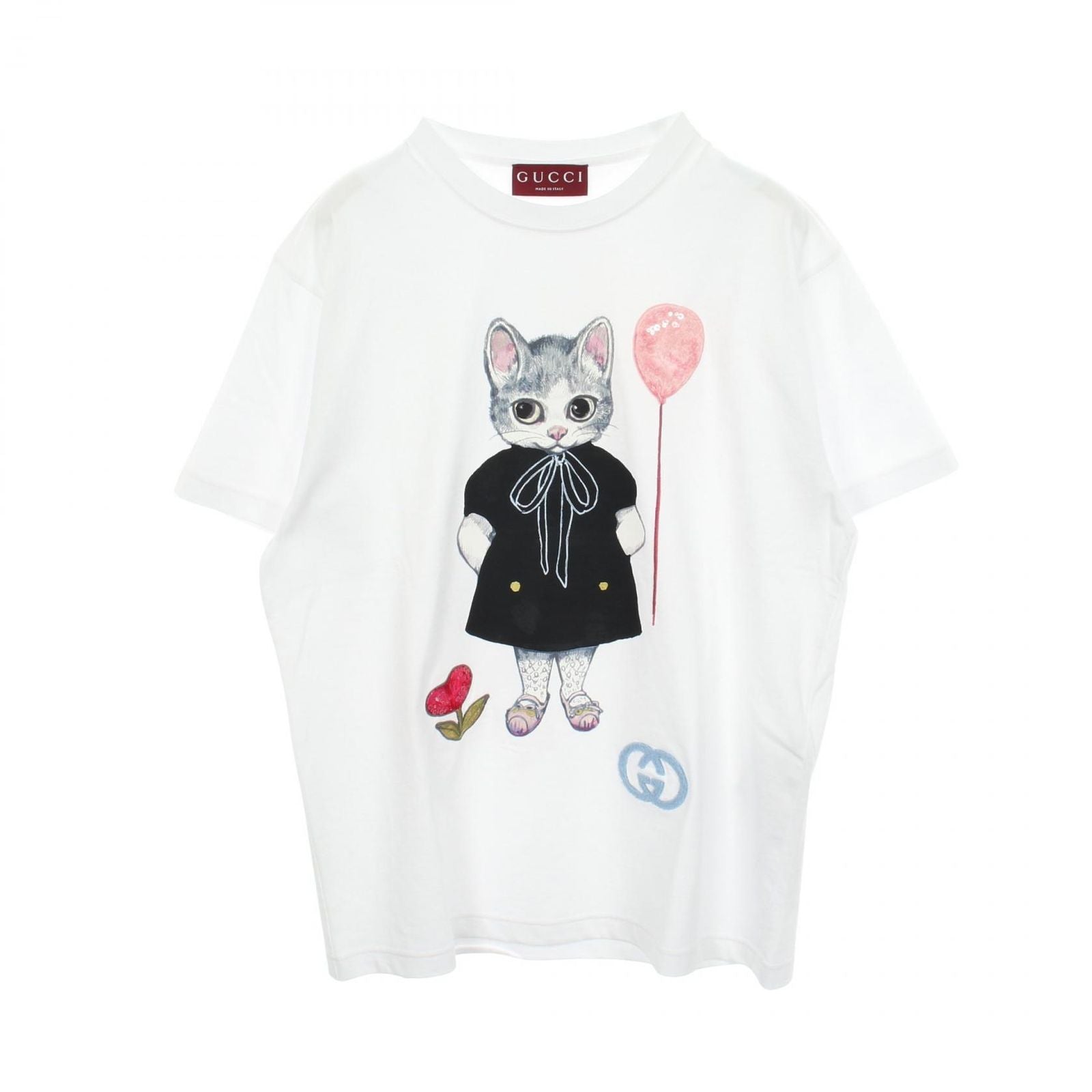 Gucci Short Sleeve T-Shirt Yuko Higuchi Cat Sequin Cotton