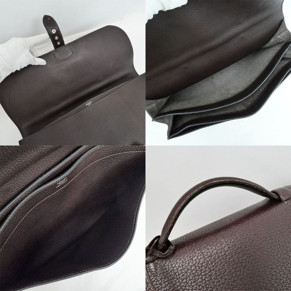Hermes Sac A Depeches 41 Tote Bag Brown Construction Togo Business — view 8