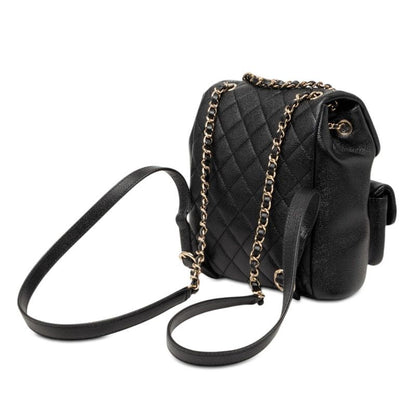 Chanel Triple CC Logo Quilted Chain Backpack Black Caviar Leather — view 2