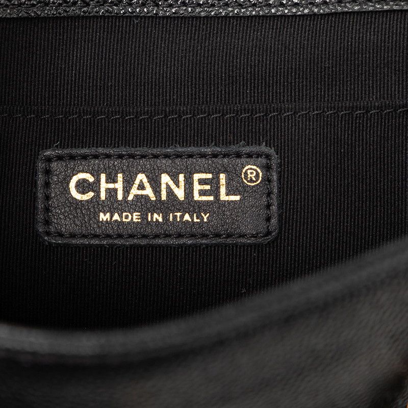 Chanel Triple CC Logo Quilted Chain Backpack Black Caviar Leather — view 5