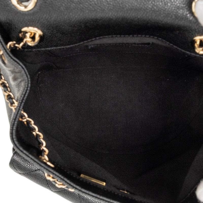 Chanel Triple CC Logo Quilted Chain Backpack Black Caviar Leather — view 4