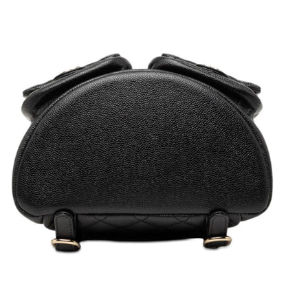 Chanel Triple CC Logo Quilted Chain Backpack Black Caviar Leather — view 3
