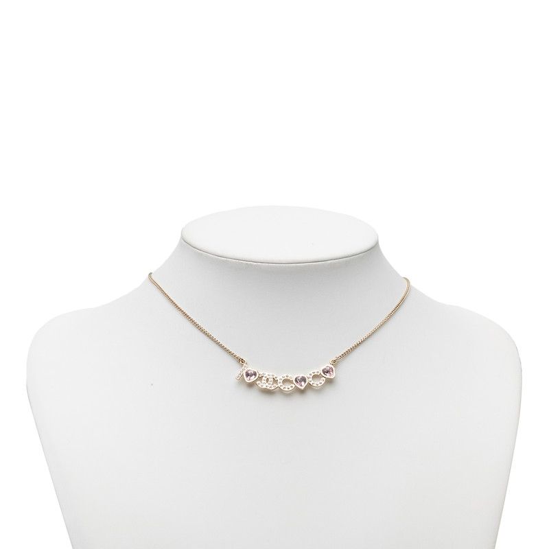 Chanel Heart CC Logo Necklace Gold Plated Rhinestone Bijuu — view 5