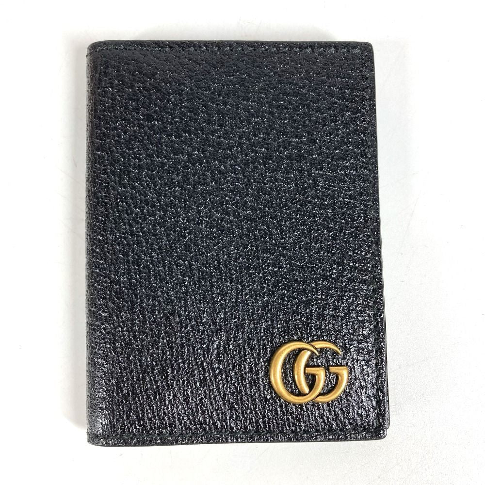 Gucci Card Case Double GG Logo Leather Black