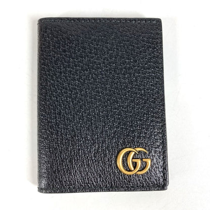 Gucci Card Case Double GG Logo Leather Black