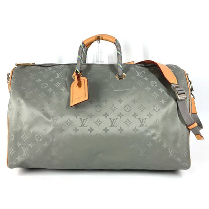 Louis Vuitton Boston Bag Keepall Bandouliere 50 Leather Canvas Gray