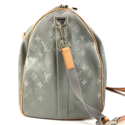 Louis Vuitton Boston Bag Keepall Bandouliere 50 Leather Canvas Gray — view 4