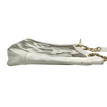 Chanel Shoulder Bag CC Logo Triple Coco Chain Vinyl Leather White — view 5