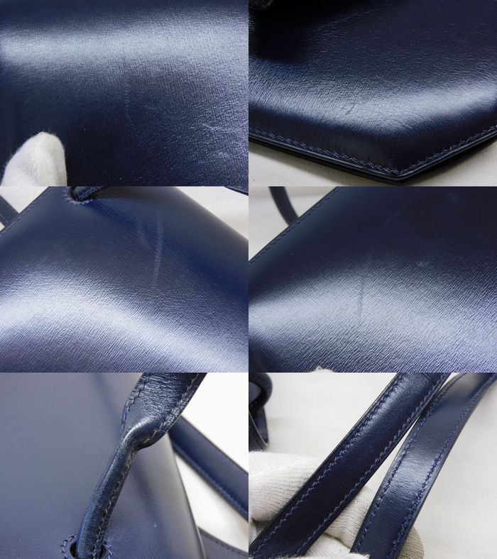 Hermes Vintage Shoulder Bag Navy Leather — view 5