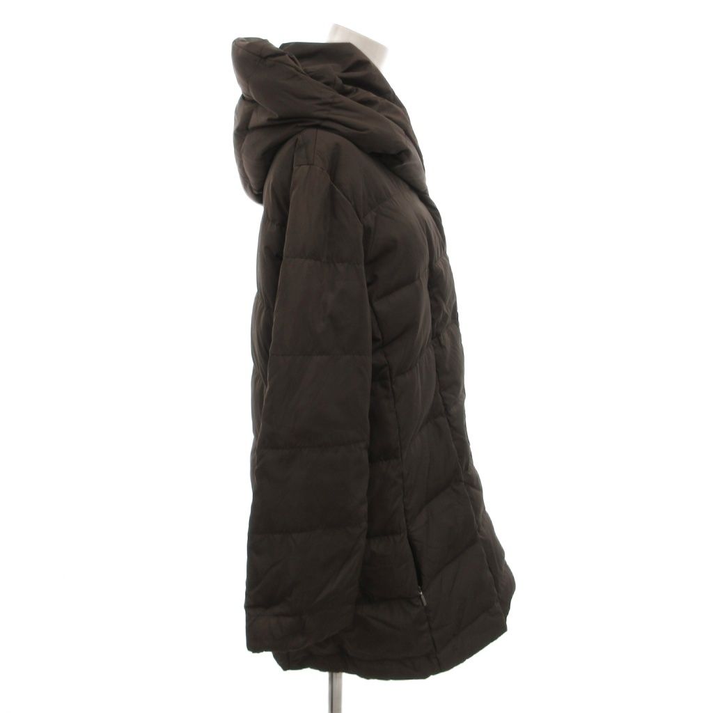 Max Mara Weekend Line Down Coat Shawl Color Hood Half Length Nylon 42 Brown — view 3