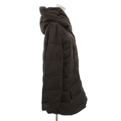 Max Mara Weekend Line Down Coat Shawl Color Hood Half Length Nylon 42 Brown — view 3