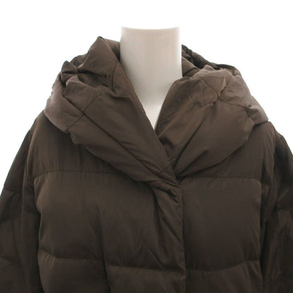 Max Mara Weekend Line Down Coat Shawl Color Hood Half Length Nylon 42 Brown — view 4