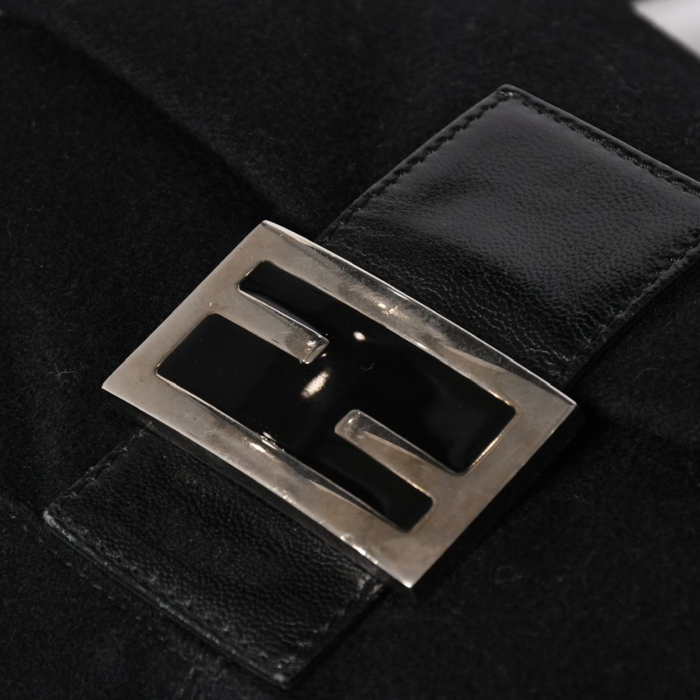 Fendi Mamma Baguette Handbag Cotton Jersey Black Silver — view 8
