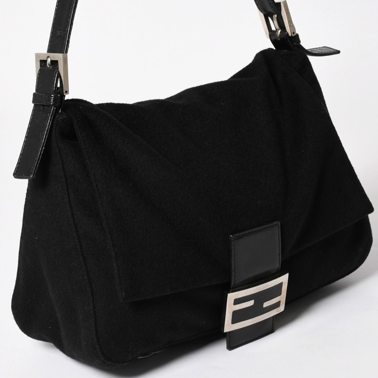 Fendi Mamma Baguette Handbag Cotton Jersey Black Silver — view 3