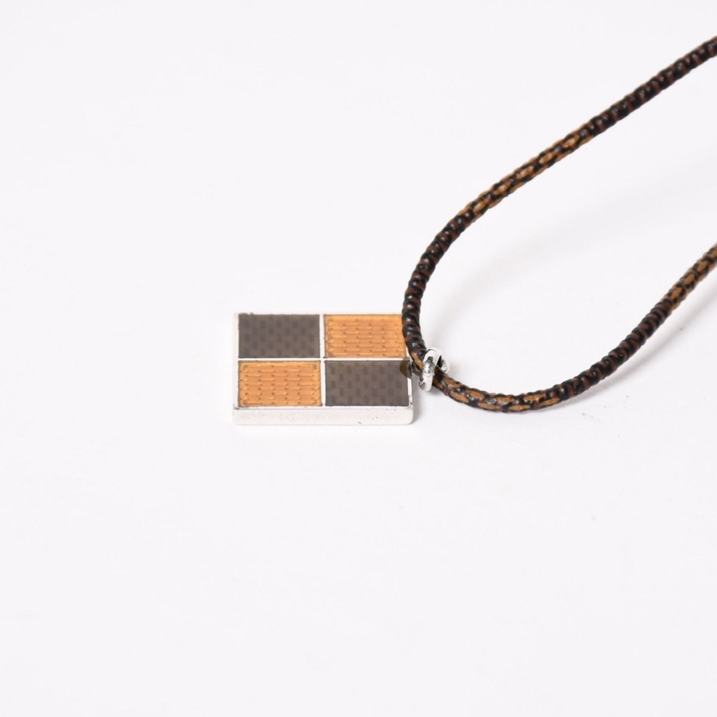 Louis Vuitton Pendentif Damier 925 Sterling Silver Necklace Brown Yellow — view 5