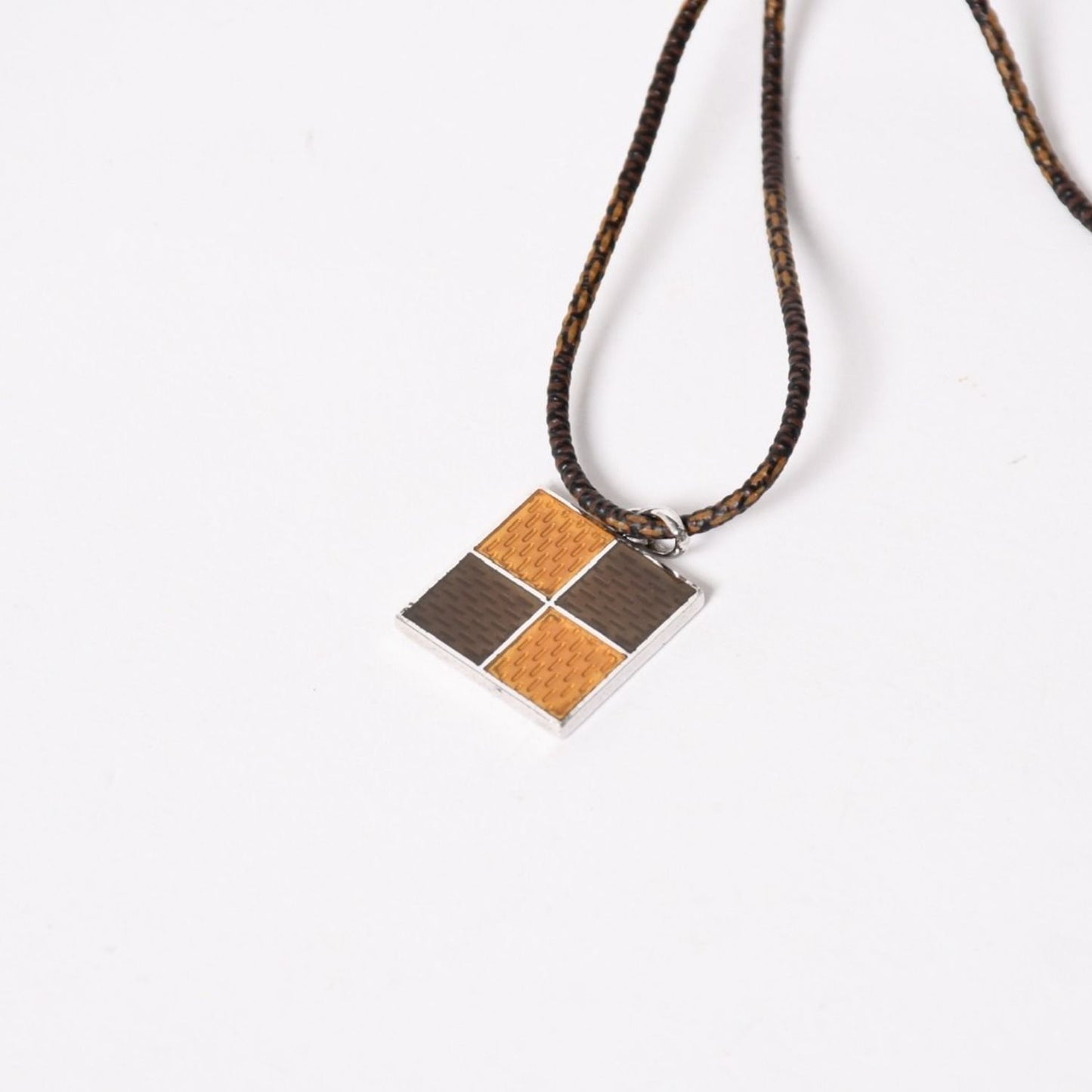Louis Vuitton Pendentif Damier 925 Sterling Silver Necklace Brown Yellow — view 3