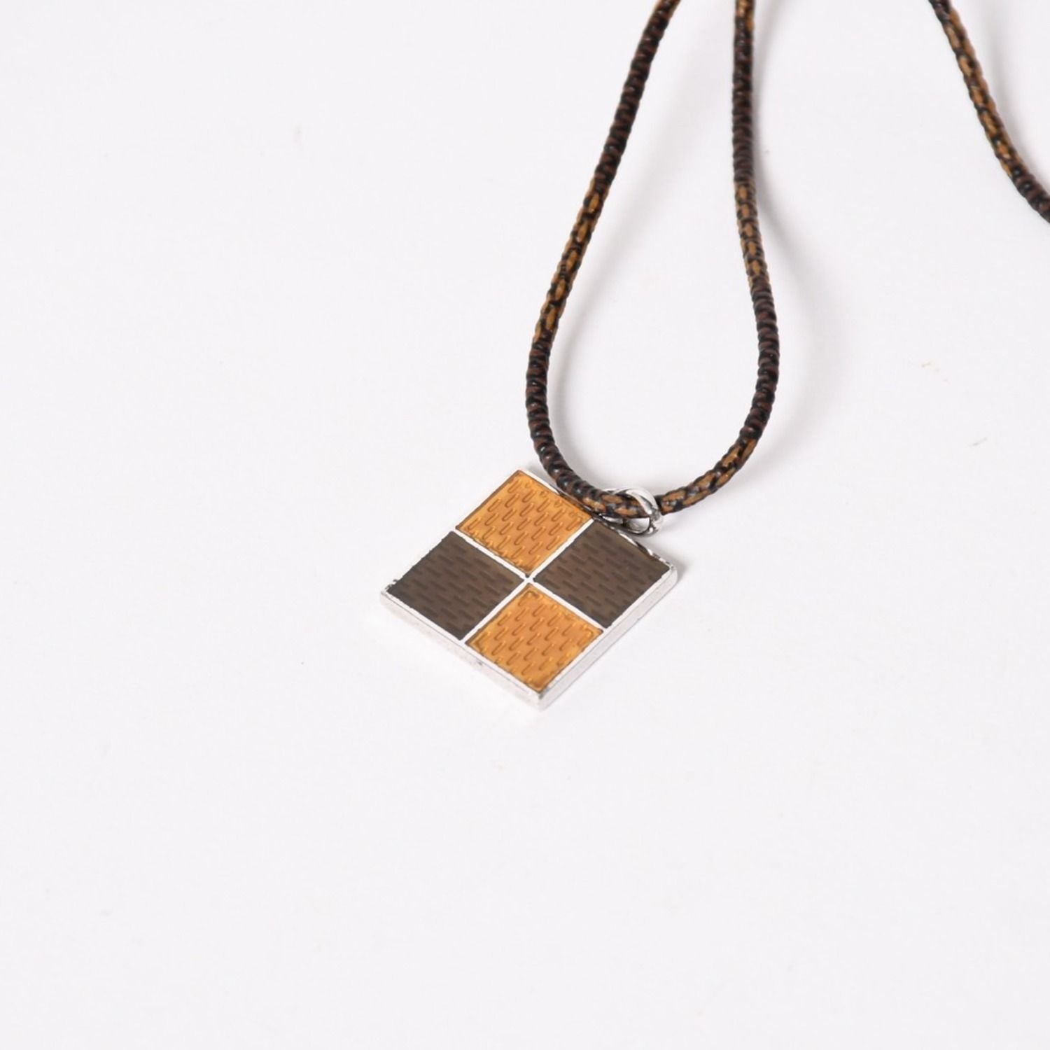 Louis Vuitton Pendentif Damier 925 Sterling Silver Necklace Brown Yellow — view 3