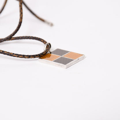 Louis Vuitton Pendentif Damier 925 Sterling Silver Necklace Brown Yellow — view 7