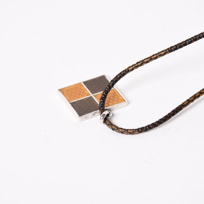 Louis Vuitton Pendentif Damier 925 Sterling Silver Necklace Brown Yellow — view 6