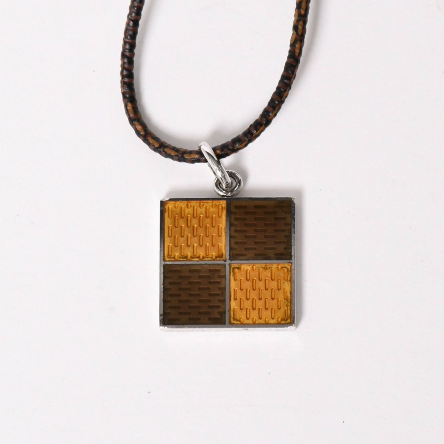 Louis Vuitton Pendentif Damier 925 Sterling Silver Necklace Brown Yellow — view 2