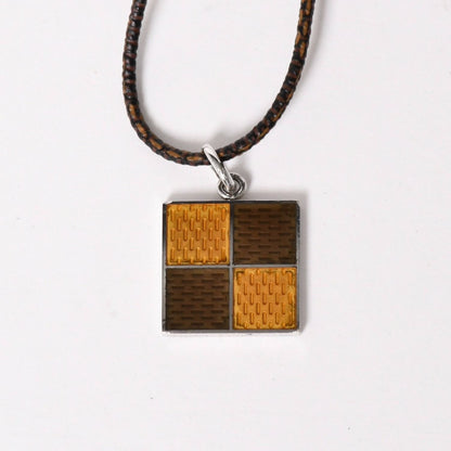 Louis Vuitton Pendentif Damier 925 Sterling Silver Necklace Brown Yellow — view 2